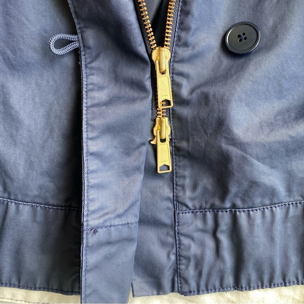 J.Crew Navy Blue Waxed Cotton Nylon Oversized Waterproof Rain Field Jacket M - Picture 15 of 16